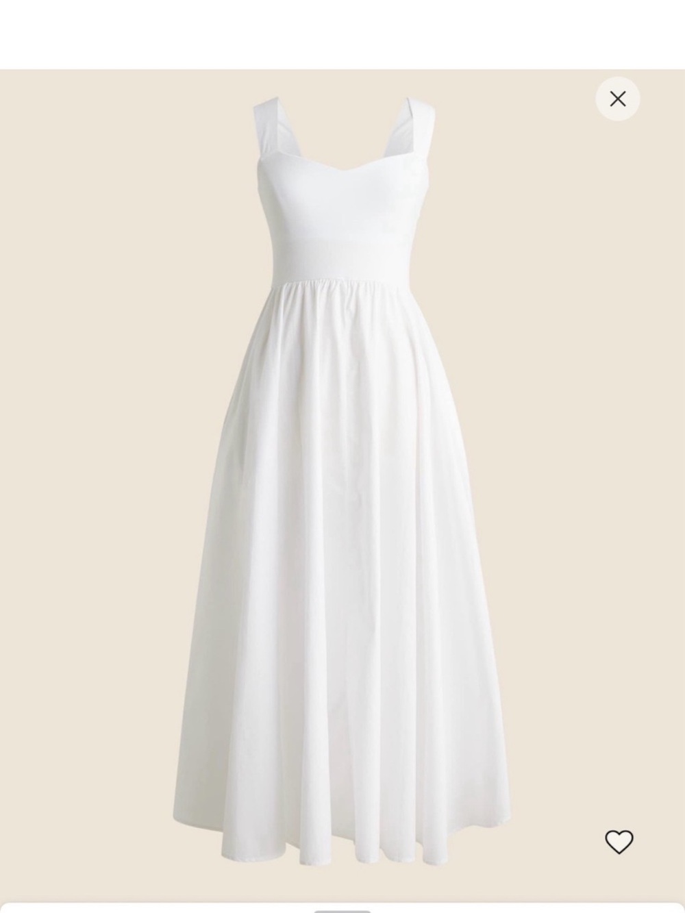 J. Crew White Sweetheart tank midi dress with poplin skirt